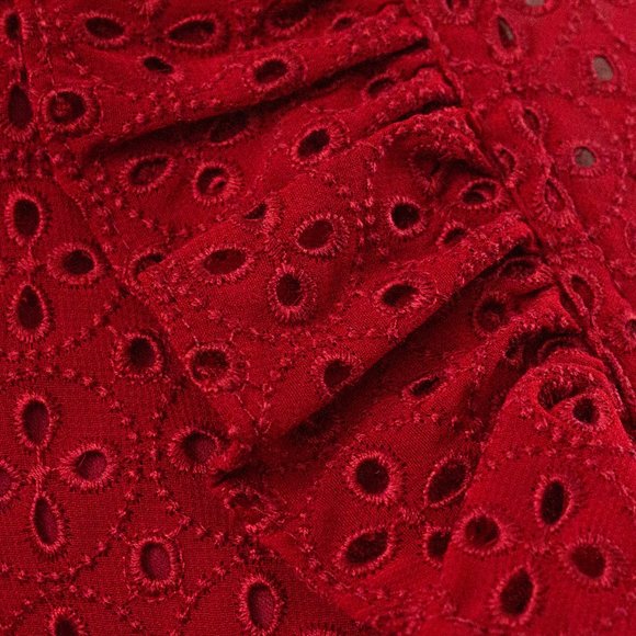 Robert Rodriguez 8 Prairie Eyelet Lace Top Red - Picture 4 of 16